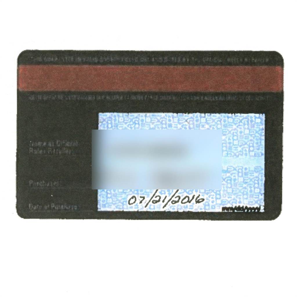 This image shows the back of a card (likely a warranty card or certificate) for the Rolex Datejust 116244 Men's Stainless Steel Blue Dial 116244 Men's Stainless Steel Blue Dial watch.