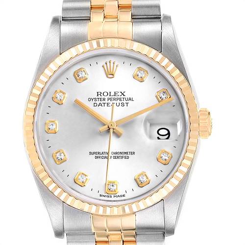 Photo of Rolex Datejust 36 Steel Yellow Gold Diamond Mens Watch 16233 Box Papers
