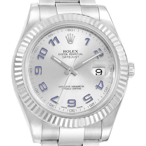 Photo of Rolex Datejust II 41 Steel White Gold Fluted Bezel Watch 116334 Box