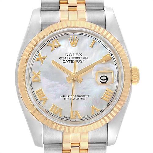 Photo of Rolex Datejust Steel Yellow Gold Mother of Pearl Dial Mens Watch 116233