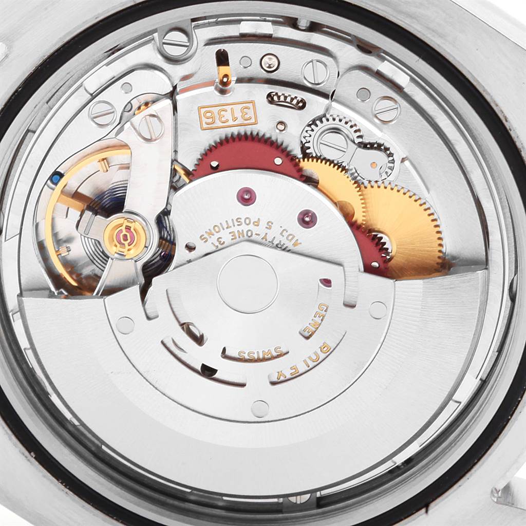 This image shows the internal mechanism of the Rolex Datejust 116334 Men
s Stainless Steel Grey Dial 116334 Men
s Stainless Steel Grey Dial watch model viewed from the back, exposing its intricate gears and components.