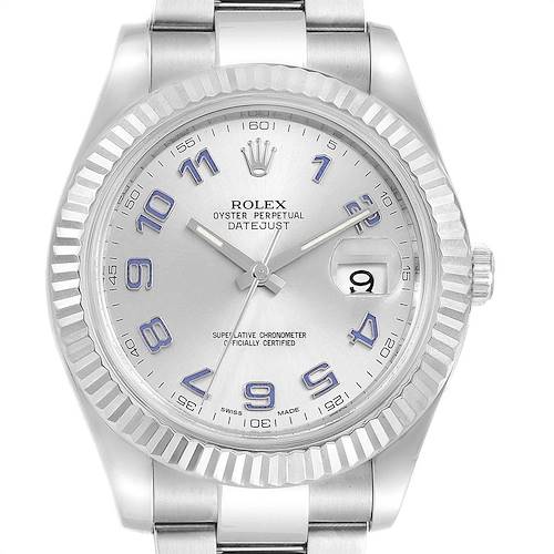 Photo of Rolex Datejust II 41 Steel White Gold Fluted Bezel Watch 116334 Box