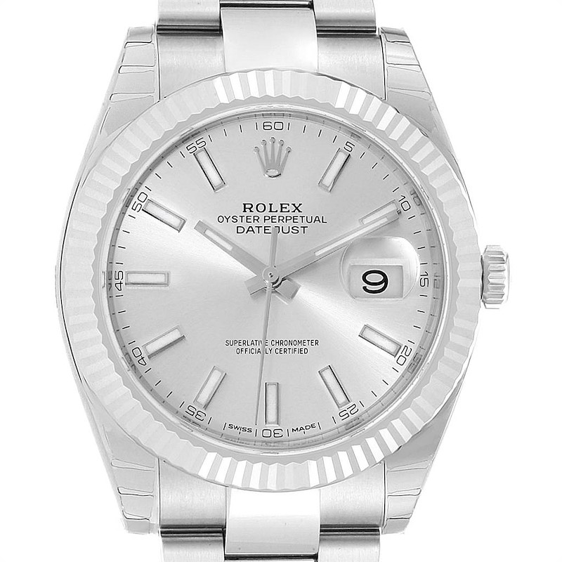 Rolex Datejust 41 Steel White Gold Silver Dial Mens Watch 126334 Unworn SwissWatchExpo