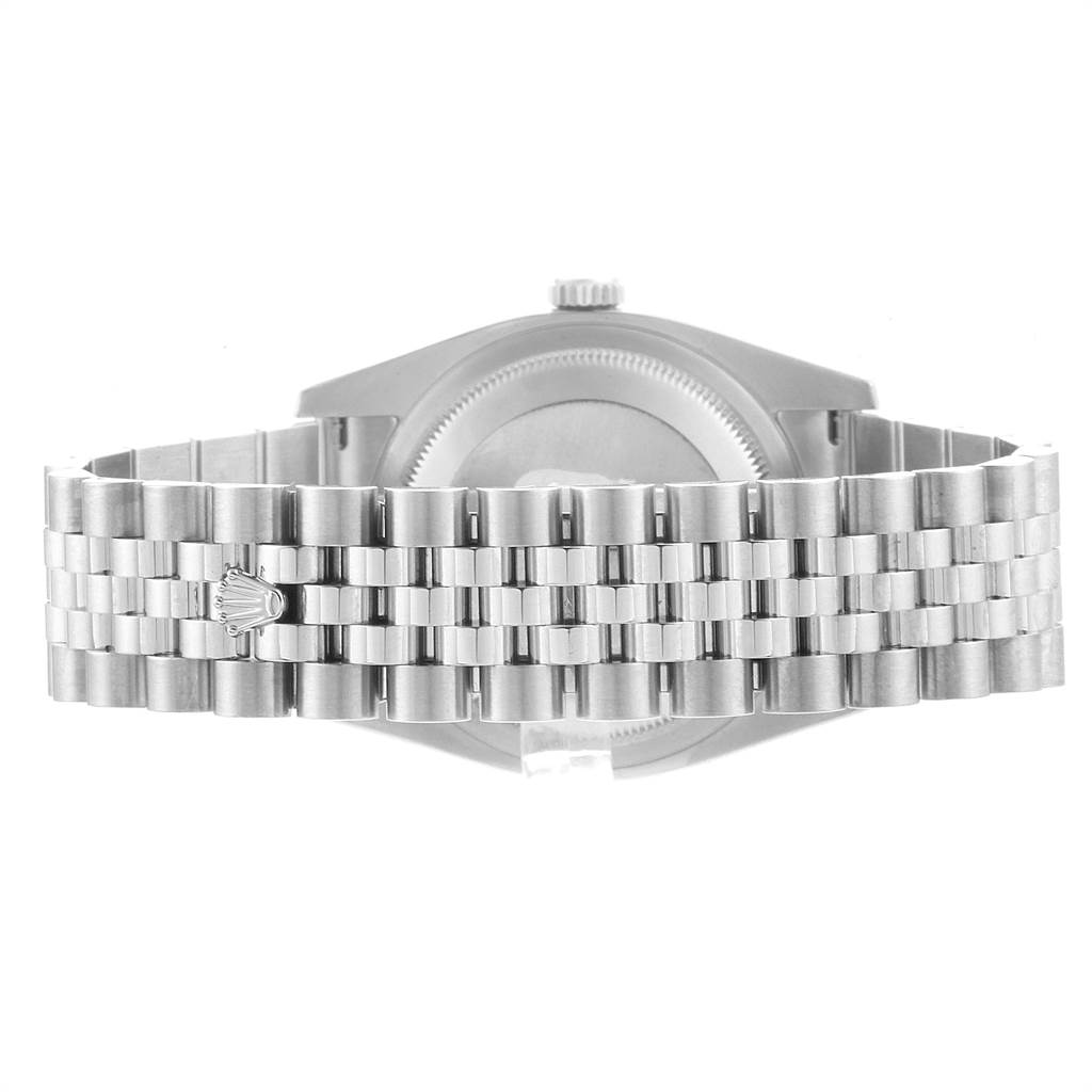 This image shows the back view of a Rolex Datejust 116244 Men's Stainless Steel Silver Dial 116244 Men's Stainless Steel Silver Dial watch, highlighting its bracelet and case back.