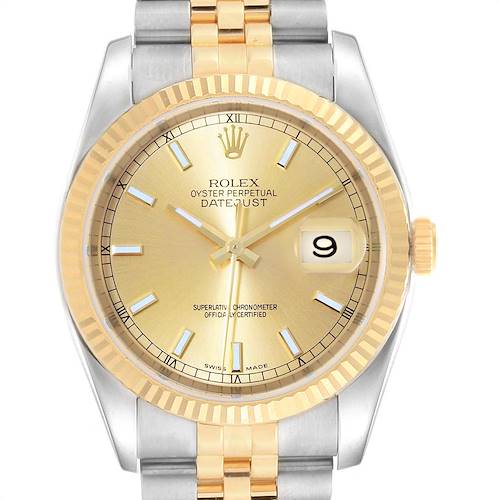 Photo of Rolex Datejust 36 Steel Yellow Gold Mens Watch 116233 Box Card
