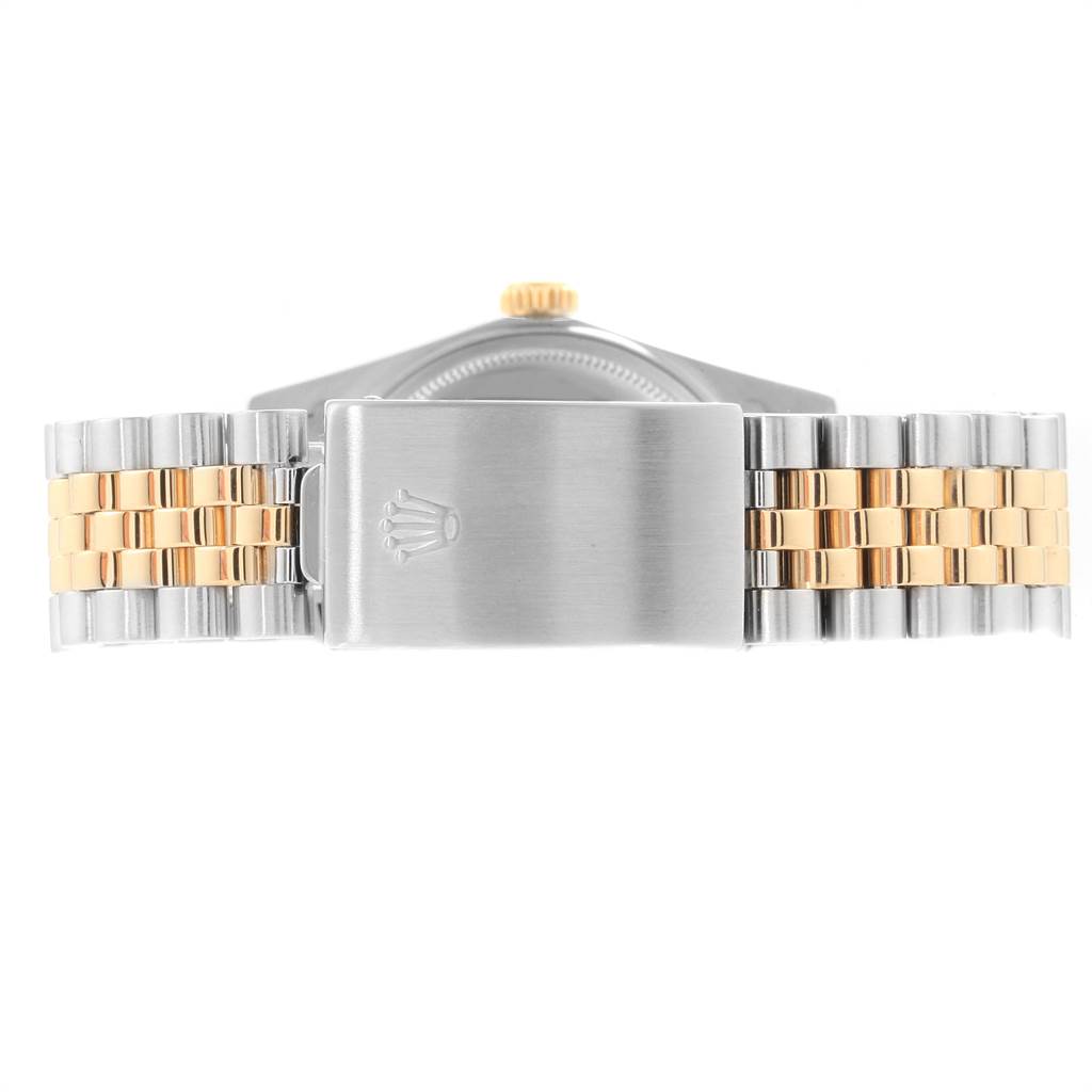 This image shows the clasp and band of a Rolex Datejust 16013 Men's Stainless Steel Champagne Dial 16013 Men's Stainless Steel Champagne Dial watch from the rear angle.