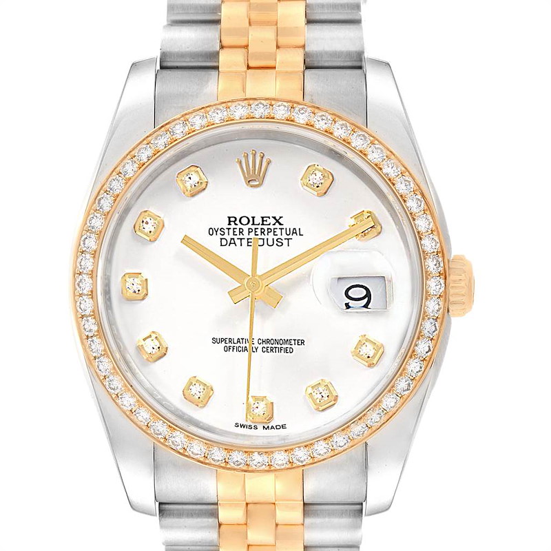 Rolex Datejust Steel 18k Yellow Gold Diamond Mens Watch 116243 Box Card SwissWatchExpo