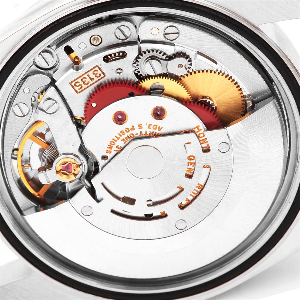 This image shows a close-up view of the movement inside a Rolex Datejust 16200 Men's Stainless Steel Black Dial 16200 Men's Stainless Steel Black Dial watch.