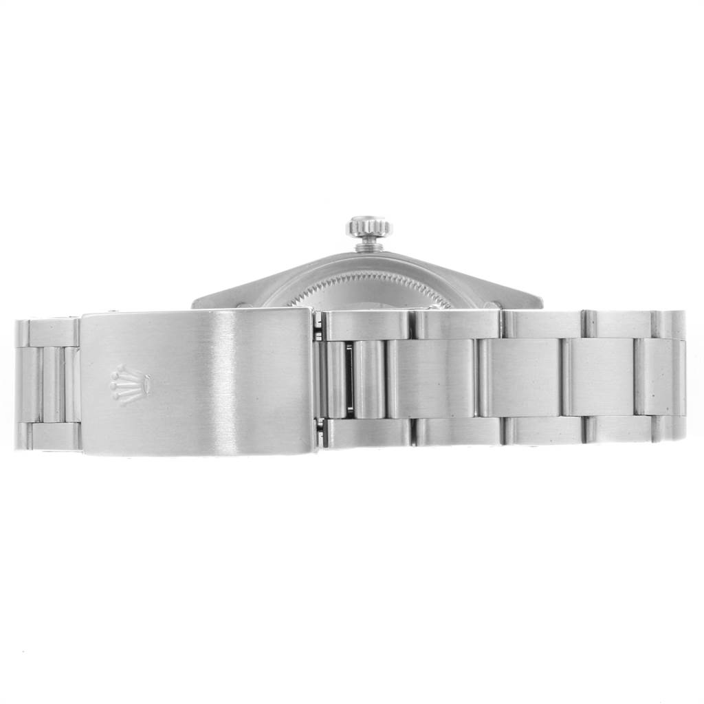 This image shows the clasp and part of the bracelet of a Rolex Datejust 16200 Men's Stainless Steel Blue Dial 16200 Men's Stainless Steel Blue Dial watch from the back angle.