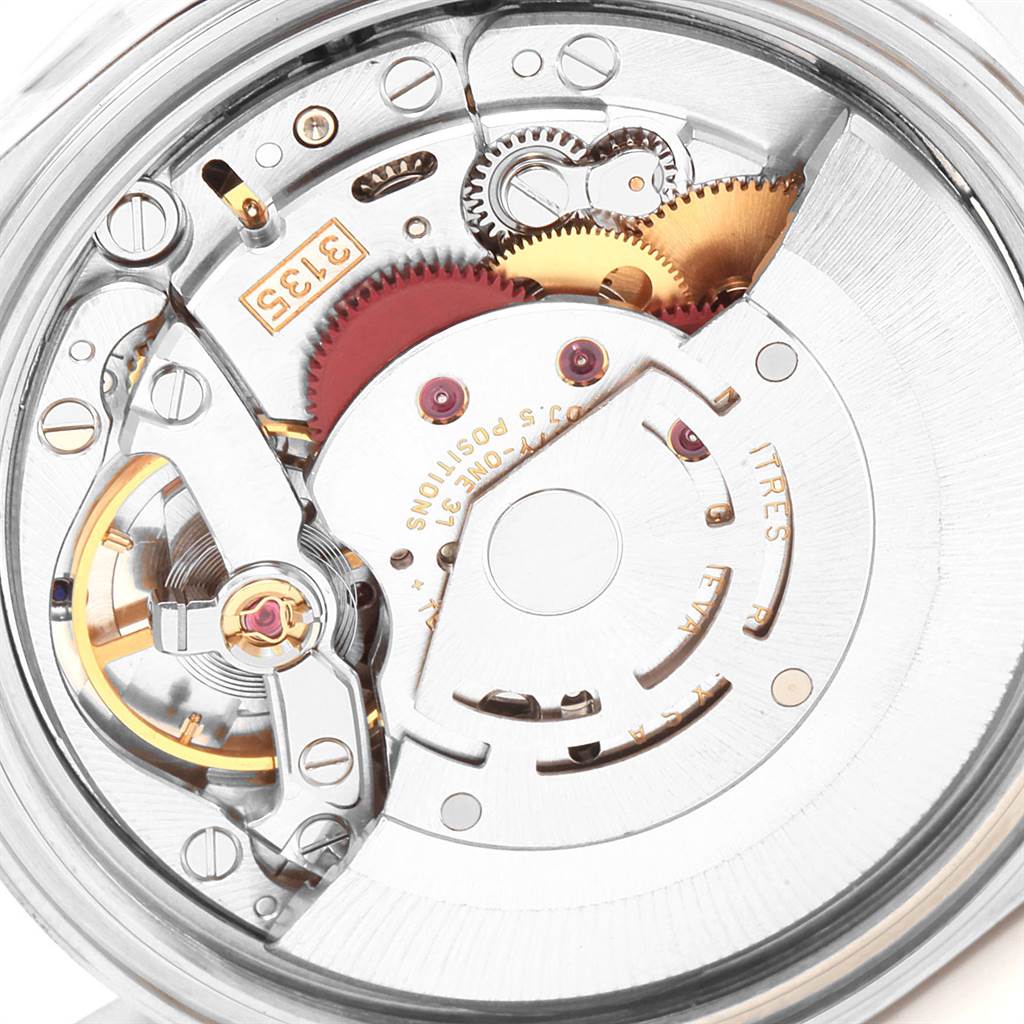 This image shows the internal mechanical movement parts of a Rolex Datejust 16200 Men's Stainless Steel Blue Dial 16200 Men's Stainless Steel Blue Dial watch from a close-up angle.