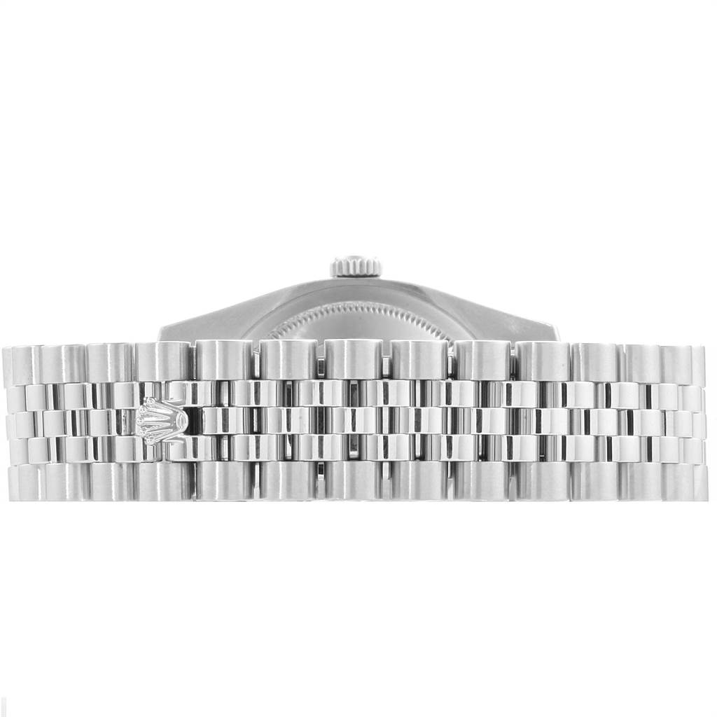 The image shows the bracelet and partial case back of a Rolex Datejust 116234 Men's Stainless Steel Black Dial 116234 Men's Stainless Steel Black Dial from a side angle.