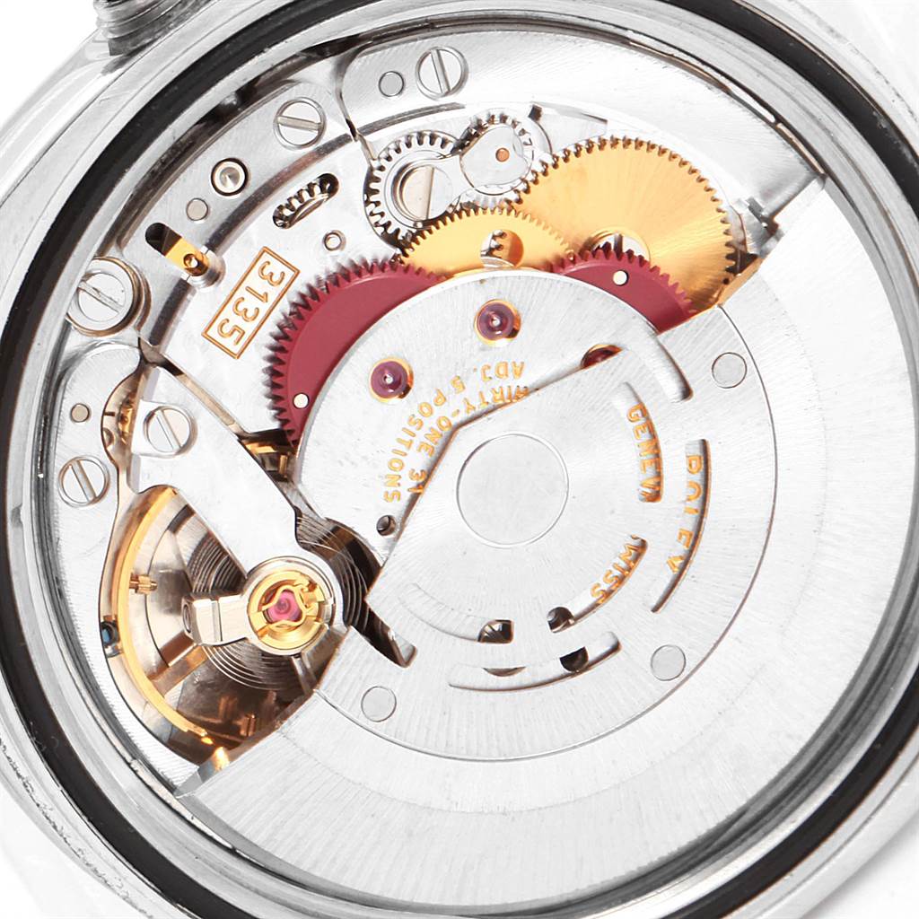 This image shows the internal mechanical movement of a Rolex Datejust 116234 Men
s Stainless Steel Blue Dial 116234 Men
s Stainless Steel Blue Dial watch, viewed from the back.