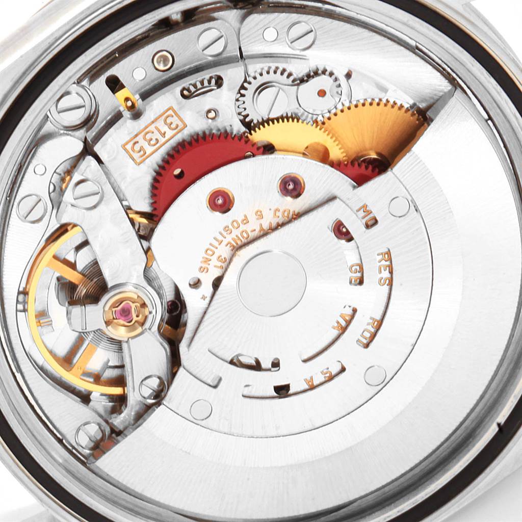 This image shows the intricate internal mechanism and gears from the back of a Rolex Datejust 16234 Men's Stainless Steel Grey Dial 16234 Men's Stainless Steel Grey Dial watch.