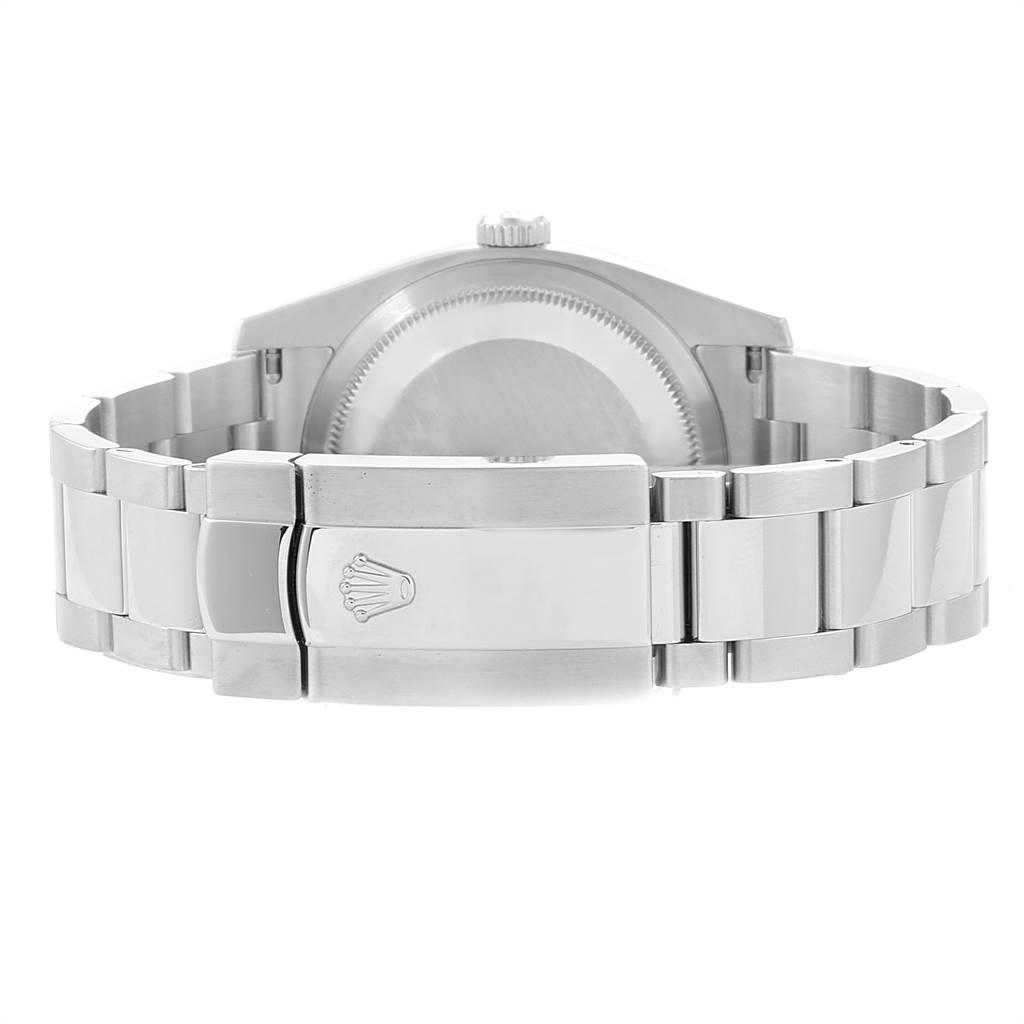 This image shows the rear view of the Rolex Datejust 116234 Men's Stainless Steel Blue Dial 116234 Men's Stainless Steel Blue Dial watch, focusing on the clasp and bracelet segments.