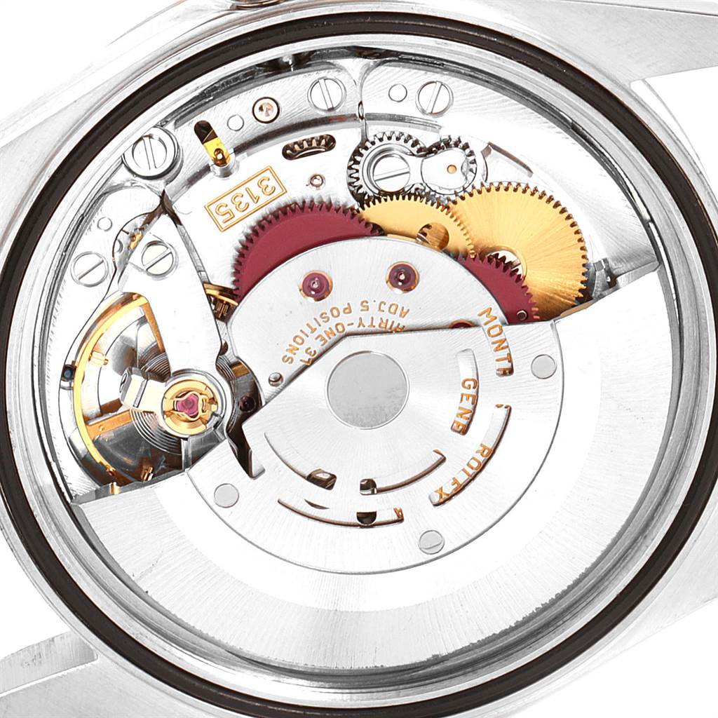 This image shows the internal mechanical movement parts of the Rolex Datejust 16234 Men's Stainless Steel Silver Dial 16234 Men's Stainless Steel Silver Dial watch from a back angle.