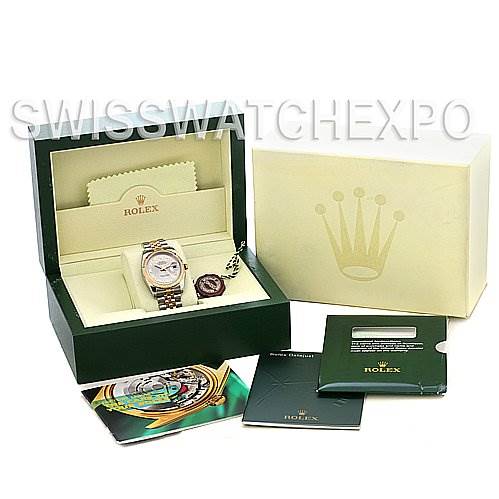 This image shows a Rolex Datejust 116233-SRJ Men
s Stainless Steel Silver Dial 116233-SRJ Men
s Stainless Steel Silver Dial watch along with its box, guarantee card, manual, and additional booklets.