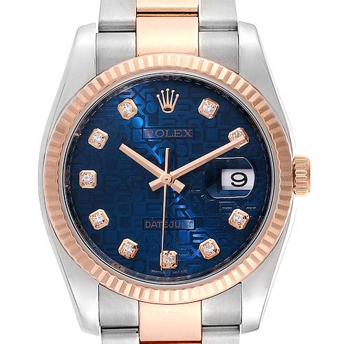 Photo of Rolex Datejust Steel Rose Gold Blue Diamond Dial Unisex Watch 116231