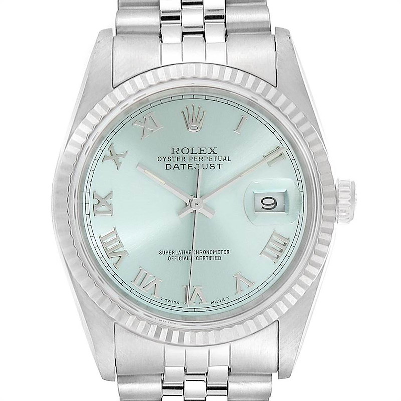Rolex Datejust 36 Steel White Gold Blue Dial Mens Watch 16234 SwissWatchExpo