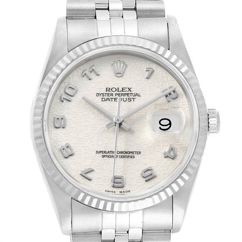 Rolex Datejust Steel White Gold Anniversary Dial Mens Watch 16234 SwissWatchExpo