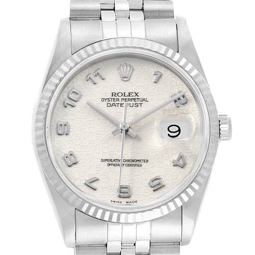Photo of Rolex Datejust Steel White Gold Anniversary Dial Mens Watch 16234