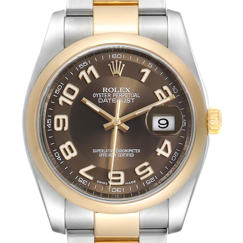 Rolex Datejust 36 Steel Yellow Gold Brown Dial Mens Watch 116203 SwissWatchExpo