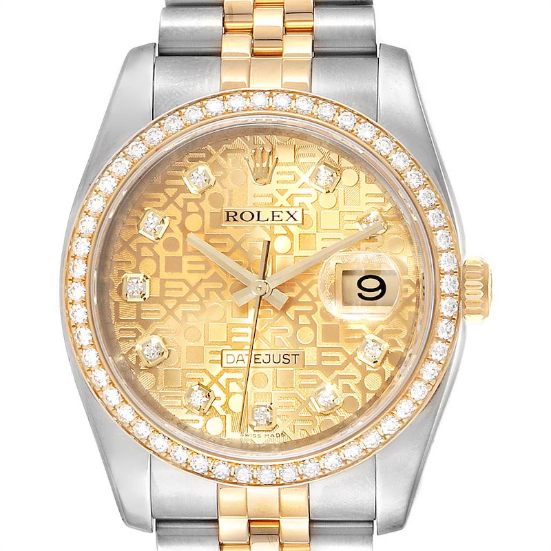 Rolex Datejust Steel Yellow Gold Anniversary Diamond Mens Watch 116243 SwissWatchExpo