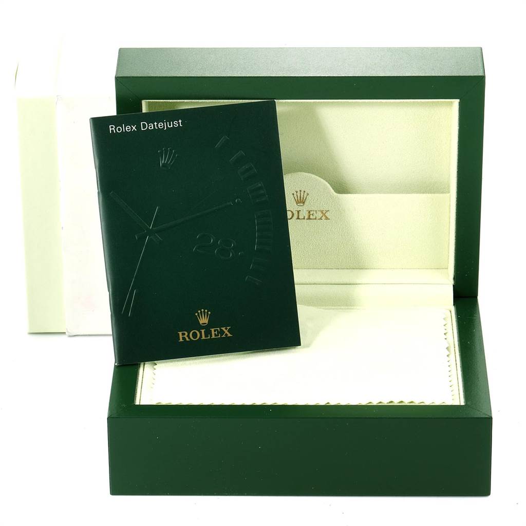 The image shows the packaging and booklet for a Rolex Datejust 116233 Men's Stainless Steel Champagne Dial 116233 Men's Stainless Steel Champagne Dial watch.