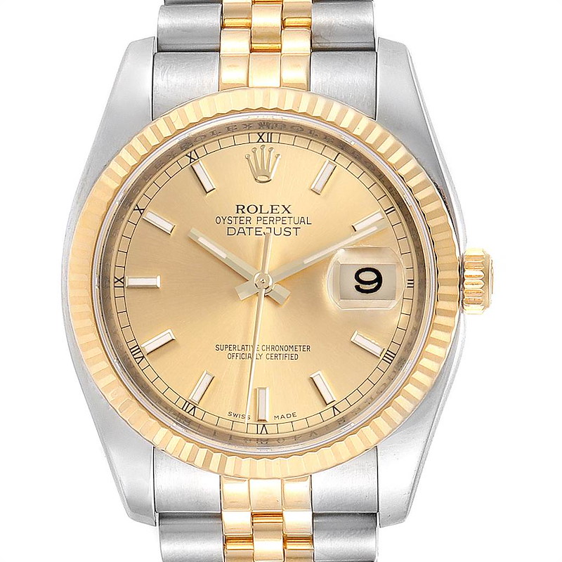 Rolex Datejust 36 Steel Yellow Gold Jubilee Bracelet Mens Watch 116233 SwissWatchExpo
