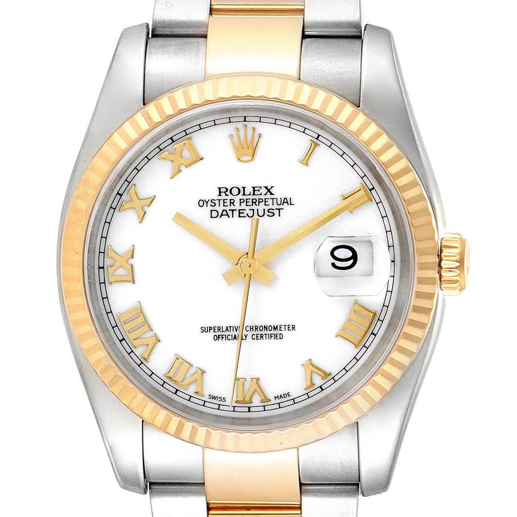 Rolex Datejust Steel Yellow Gold White Dial Mens Watch 116233 Box ...