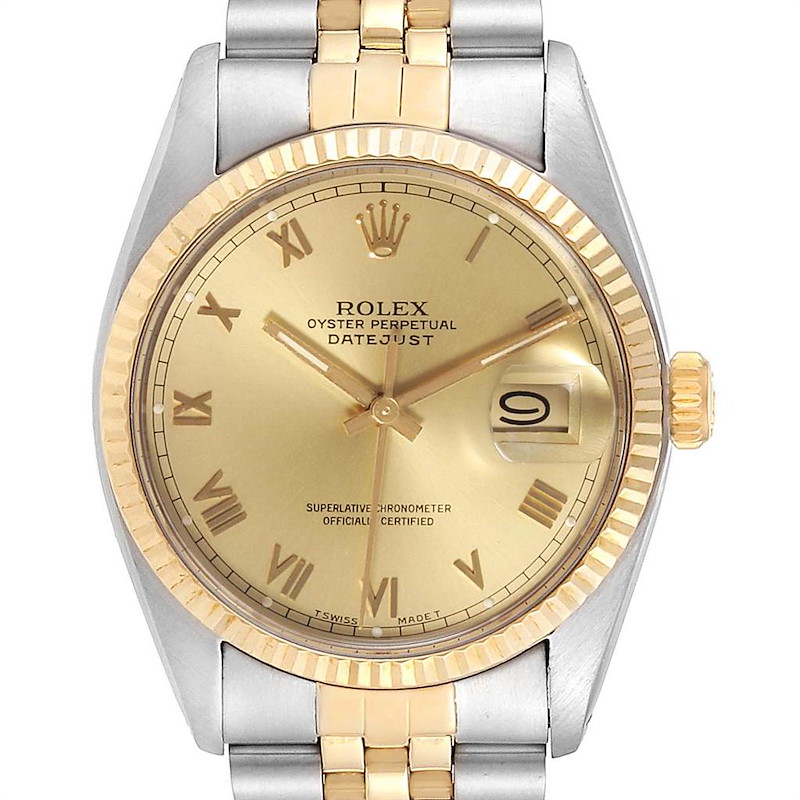 Rolex Datejust 36 Steel Yellow Gold Vintage Mens Watch 16013 Box Papers SwissWatchExpo