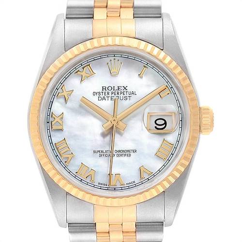 Photo of Rolex Datejust Steel Yellow Gold MOP Dial Mens Watch 116233 Box Papers