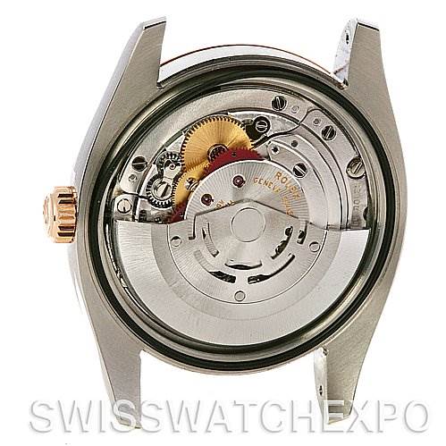 This image shows the movement and internal mechanisms of a Rolex Datejust 116231 Men's Stainless Steel Silver Dial 116231 Men's Stainless Steel Silver Dial watch from a back view.