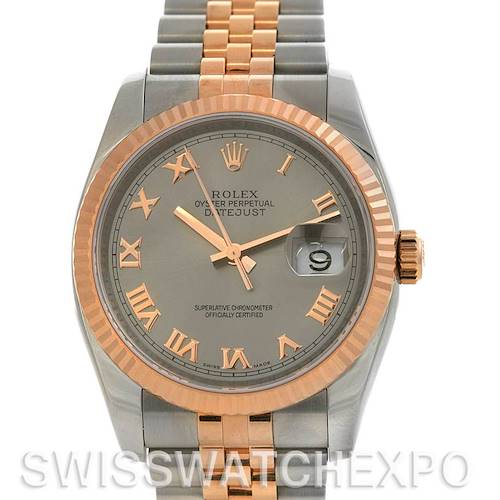 Photo of Rolex Datejust Mens Ss 18k Rose Gold 116231 Yr 2010