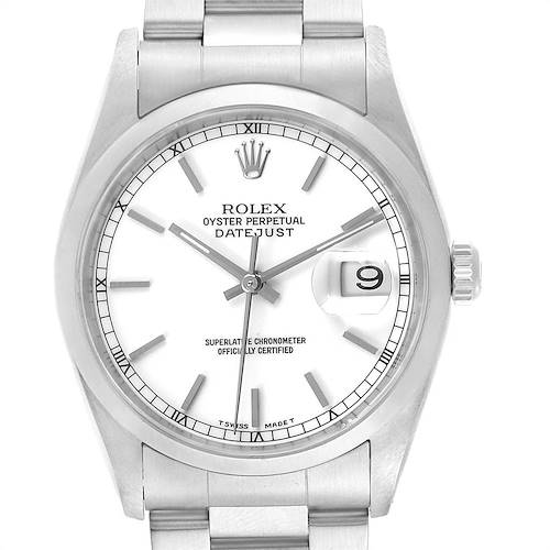 Photo of Rolex Datejust White Dial Steel Mens Watch 16200 Box Papers
