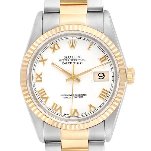 Photo of Rolex Datejust Steel 18K Yellow Gold White Dial Mens Watch 16233