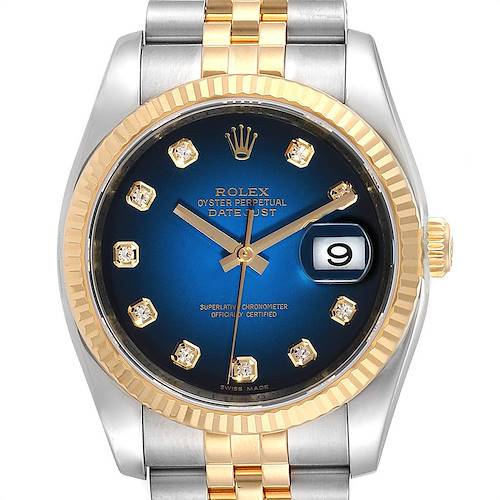 Photo of Rolex Datejust Steel Yellow Gold Vignette Diamond Dial Watch 116233 Box Card