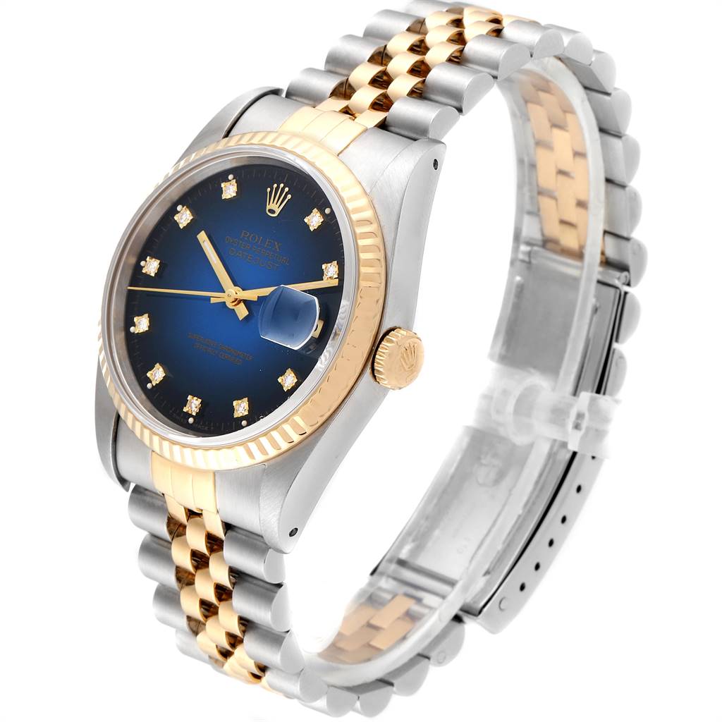 Rolex Datejust Steel Yellow Gold Diamond Vignette Dial Mens Watch 16233 ...