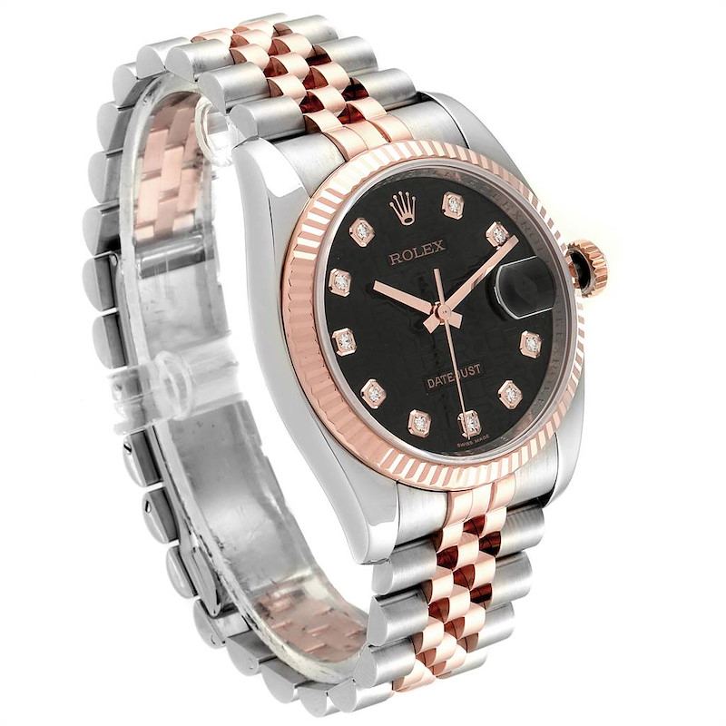 Rolex Datejust 36mm Dial Steel Rose Gold Diamond Unisex Watch 116231