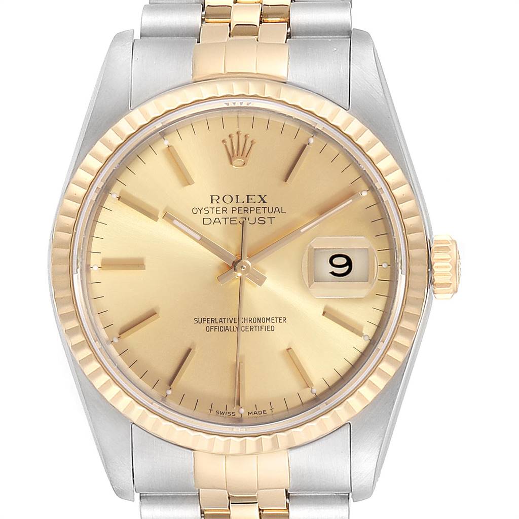 Rolex Datejust 36 Steel 18K Yellow Gold Mens Watch 16233 | SwissWatchExpo