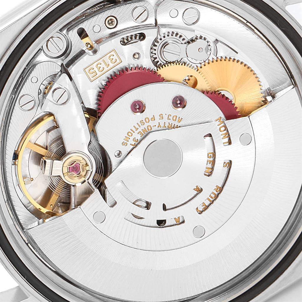 This image shows the internal mechanical movement components of a Rolex Datejust 16233 Men's Steel and Gold (two tone) Champagne Dial 16233 Men's Steel and Gold (two tone) Champagne Dial watch from a top-down angle.