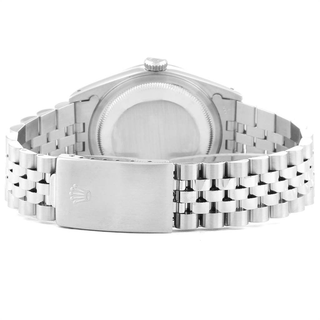 The image shows the back view of a Rolex Datejust 16234 Men's Stainless Steel Silver Dial 16234 Men's Stainless Steel Silver Dial watch, focusing on the clasp and bracelet.