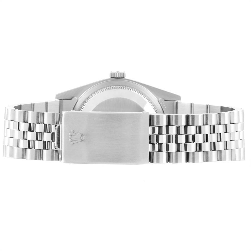 The photo shows the back view, clasp, and bracelet of a Rolex Datejust 16234 Men's Stainless Steel White Dial 16234 Men's Stainless Steel White Dial watch.