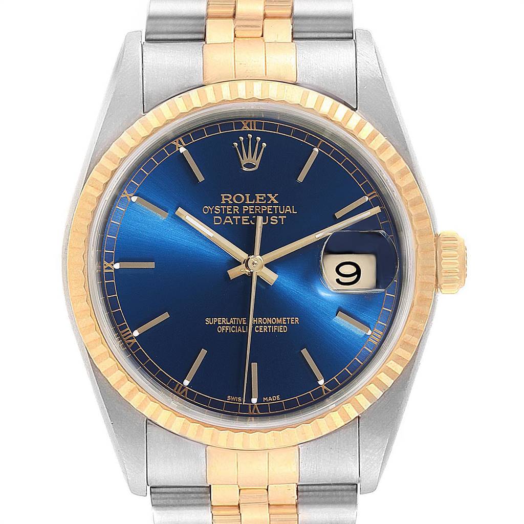 Rolex Datejust 36 Steel Yellow Gold Blue Dial Mens Watch ...