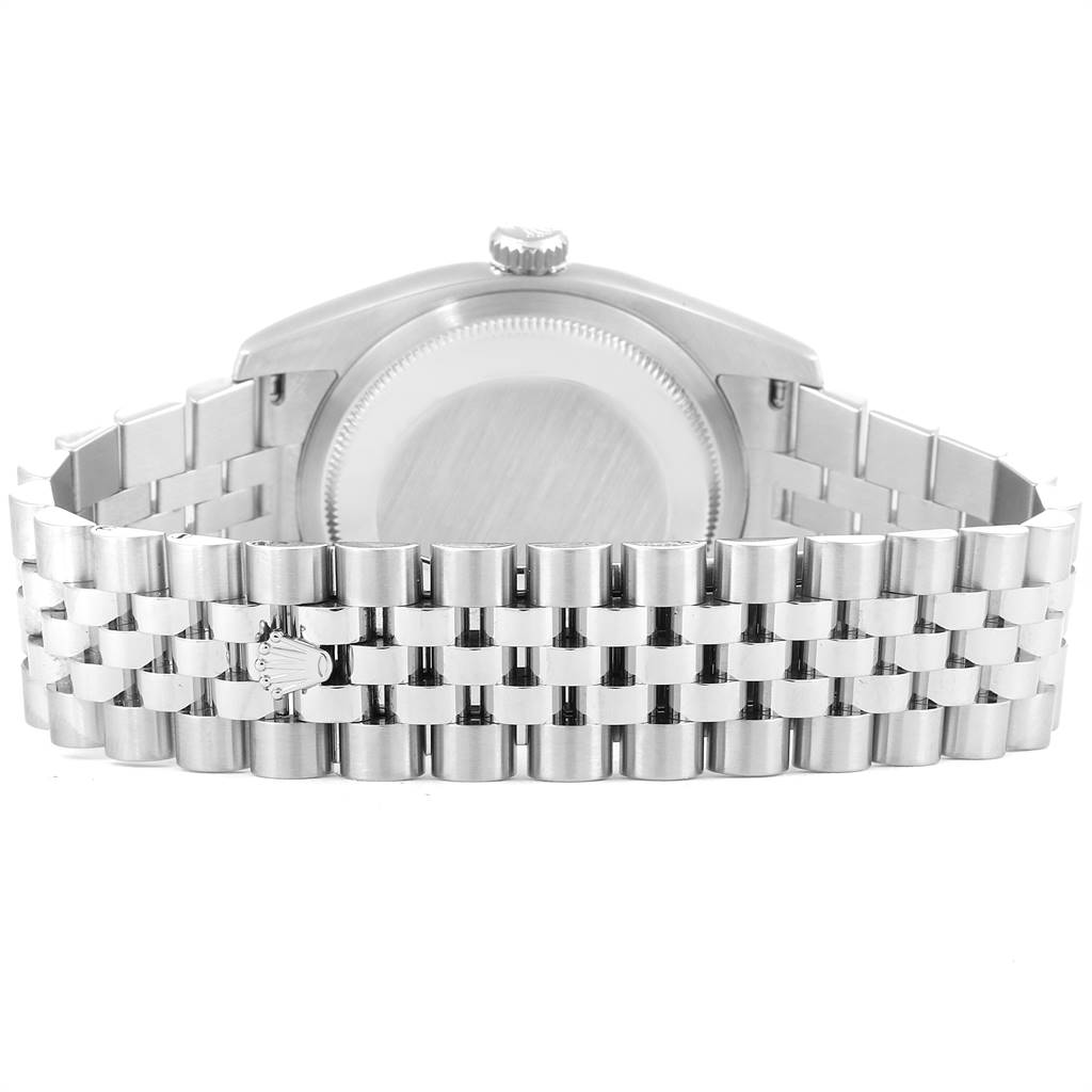 This image shows the backside and bracelet of a Rolex Datejust 116234 Men's Stainless Steel Silver Dial 116234 Men's Stainless Steel Silver Dial watch.