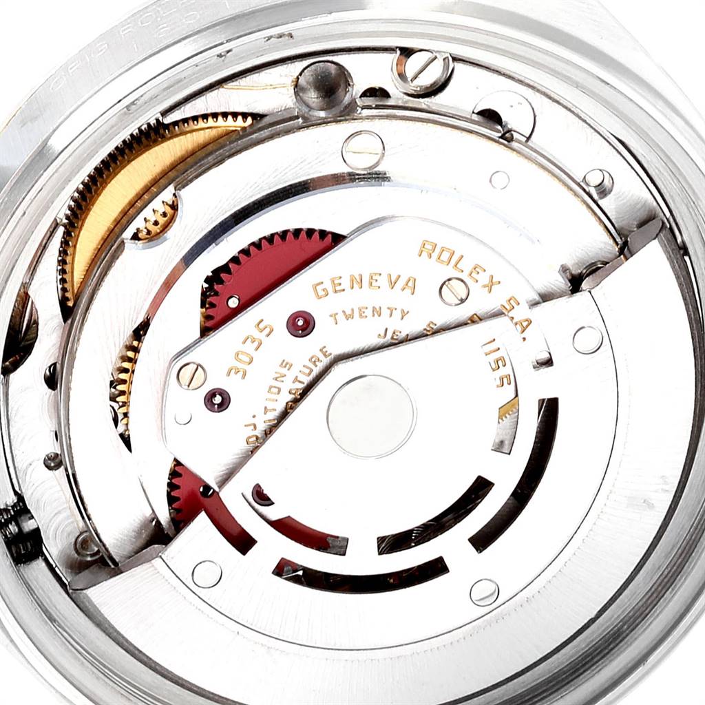 This image shows the movement mechanism of a Rolex Datejust 16013 Men's Stainless Steel Champagne Dial 16013 Men's Stainless Steel Champagne Dial watch, viewed from the back.