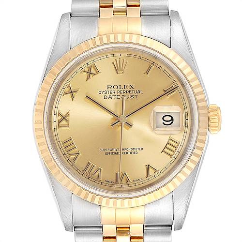 Photo of Rolex Datejust 36mm Steel Yellow Gold Roman Dial Mens Watch 16233