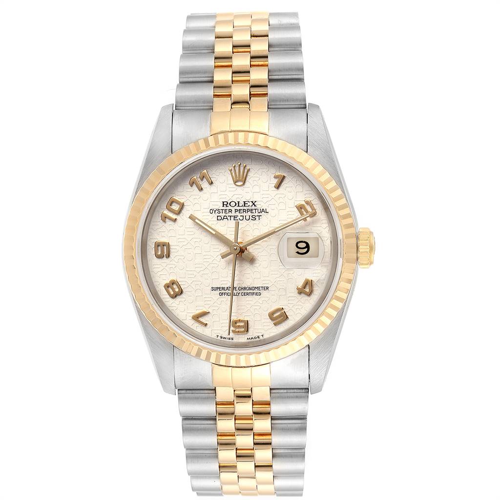 Rolex Datejust Steel Yellow Gold Dial Mens Watch 16233 Box Papers ...