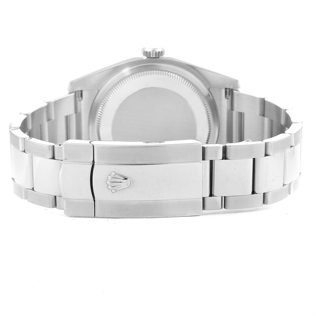 This image shows the back and bracelet clasp of a Rolex Datejust 116200 Men's Stainless Steel Blue Dial 116200 Men's Stainless Steel Blue Dial watch from a rear angle.