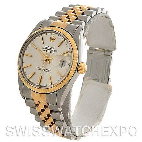 Rolex Datejust Mens SS 18k Yellow Gold Watch 16013 SwissWatchExpo