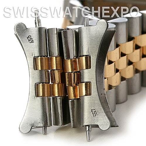 The image shows a close-up of the links and end pieces of a Rolex Datejust 16013 Men's Stainless Steel Silver Dial 16013 Men's Stainless Steel Silver Dial watch bracelet.